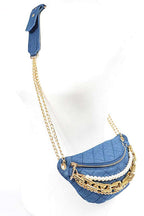 Mix Chain Layered Denim Crossbody Bag