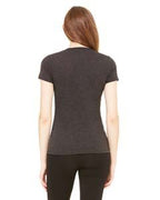 Ladies Triblend Short-Sleeve Deep V-Neck T-Shirt - BLUE TRIBLEND - S(D0102H7WBM2)