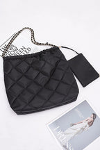 Quilted 2 In 1 Nylon Shoulder Bag Set