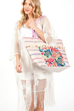 Sea Life Embroidered Oversize Tote Bag