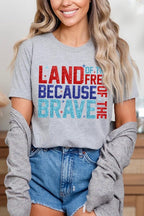 Faux Glitter Land of the Free Graphic T Shirts
