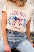 Bow America Needs Jesus Graphic T Shirts