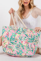 Fruit and Flower Print Tote Bag