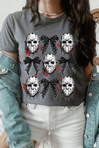 Horror Halloween Coquette Bow Graphic T Shirts