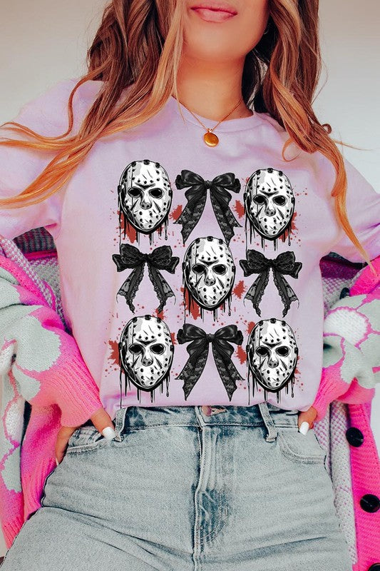 Horror Halloween Coquette Bow Graphic T Shirts