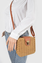 Straw Weaved Box Swing Bag