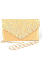 Rhinestone Pave Pleated Satin Evening Clutch