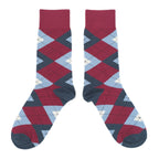 Apple Red Blue Argyle Men's Over-the-Calf Dress Socks