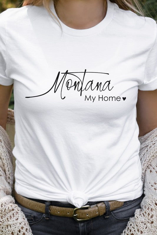 Montana My Home Heart State Graphic Tee T-Shirt