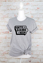 Iowa Until The Game is Won VNeck Graphic Style Tee
