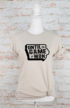 Iowa Until The Game is Won VNeck Graphic Style Tee