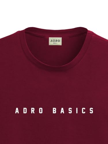 ADRO Men's Solid Regular Fit T-Shirt (RN24-AR2-MR_Maroon