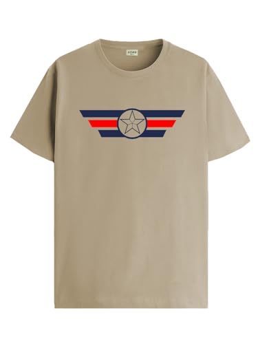 ADRO Regular Fit Tshirt for Men | Printed T Shirt for Men | 100% Cotton T-Shirt |Printed T Shirt | T-Shirts | Rn24-Cap-Be-M Beig