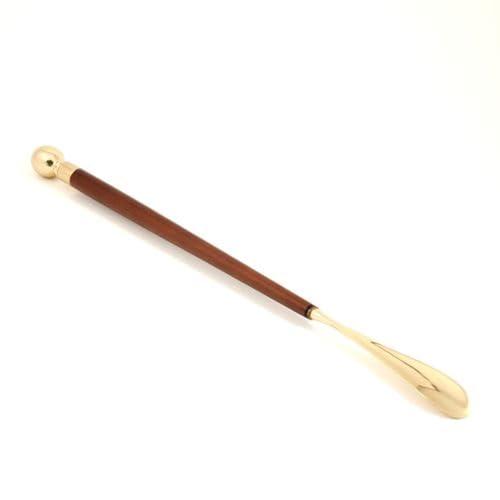 Bey-Berk International BB638 Teak Wood with Brass Accents Shoe Horn &amp; Polishing Sponge
