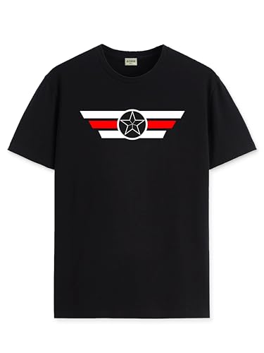 ADRO Men's Solid Regular Fit T-Shirt (RN24-CAP-BL_Black