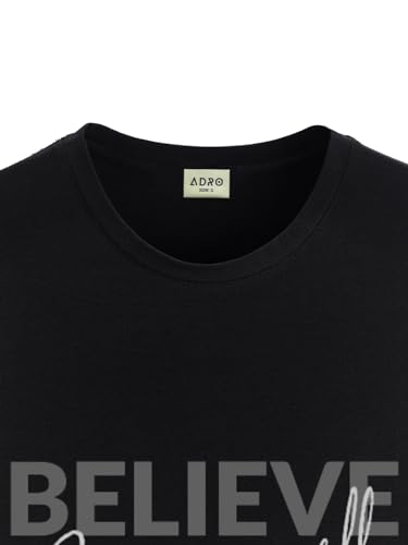 ADRO Men's Solid Regular Fit T-Shirt (RN24-INV-BL_Black