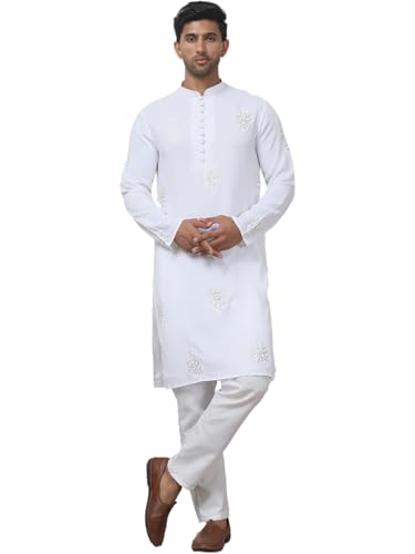 Jompers Mens Embroidered Viscose Rayon Straight Kurta Pyjama Set