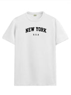 ADRO Mens New York Printed Tshirt for Men - Premium Cotton T Shirt for Men - Urban Stylish T-Shirt in Regular Fit White T-Shirt 