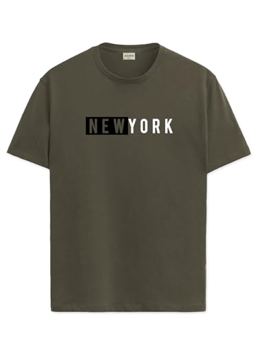 ADRO Men's Solid Regular Fit T-Shirt (RN24-NKY-OL_Olive