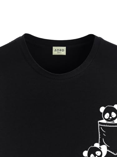 ADRO Mens Solid Regular Fit T-Shirt (RN24-POC-BL_Black