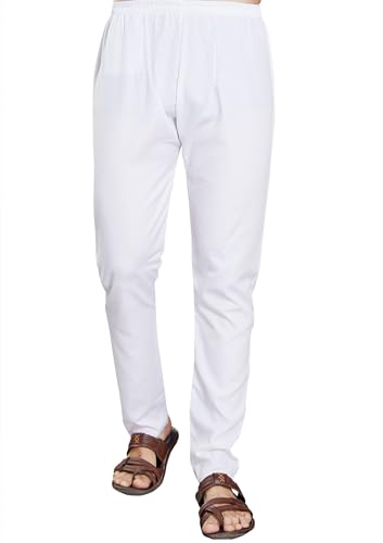 Divisive MenS Cotton Blend Stitched Slim Fit Pyjama (Dpt1_L_White)