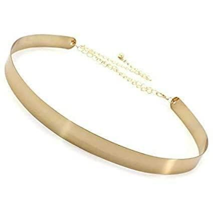 Anugrah WomenS Waist Dress Belt Skinny Belt Dress Waist Belt Metal Elastic Belt Adjustable Metal Golden Belt For Ladies 29-40
