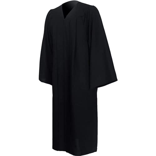 GraduatePro Matte Graduation Gown, Unisex Choir Robe for Church, Halloween Judge Costume for Adults Black 45