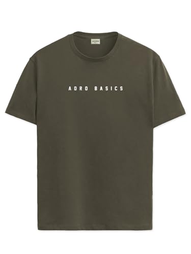 ADRO Men's Solid Regular Fit T-Shirt (RN24-AR2-OL_Olive