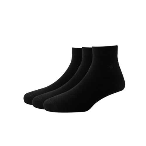 Louis Philippe Modal Quarter Length MenS Plain Pattern Socks (Pack Of 3) - Black
