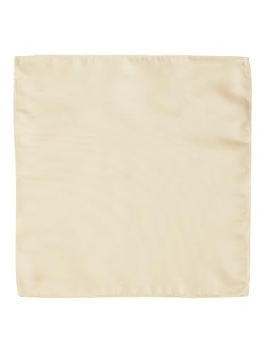 Manyavar MenS Satin Solid Pocket Square (Cream)