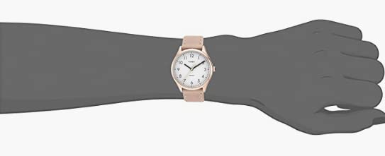 Timex Women's Modern Easy Reader 32mm Watch - Rose Gold-Tone Case White Dial with Beige Genuine Leather Strap