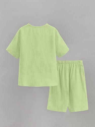 AVANOVA Boys 2-Piece Outfit Set  Pista Half Button Short Sleeve Top with Matching Shorts | Casual Woven Clothing Set for Boys (K