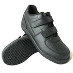 Genuine Grip 230-7W Womens Black Slip-Resistant Cloth Hook &amp; Eye Work Shoes - Size 7 Wide