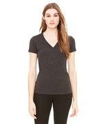 Ladies Triblend Short-Sleeve Deep V-Neck T-Shirt - BLUE TRIBLEND - S(D0102H7WBM2)