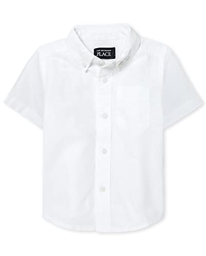 The childrens Place Baby Boys and Toddler Boys Short Sleeve Oxford Button Down Shirt, White, 3T