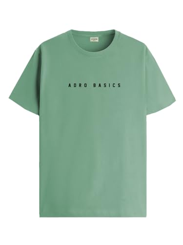 ADRO Men's Solid Regular Fit T-Shirt (RN24-AR2-PT_Pista
