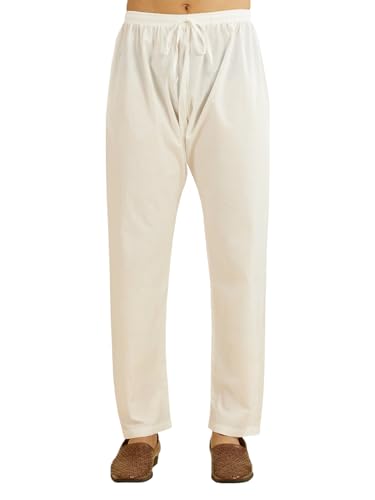 Diwas By Manyavar MenS Cotton Solid Pyjama (White,L)