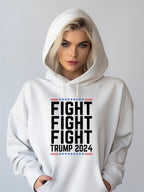 Fight Fight Fight 2024 Graphic Hoodie Plus Size