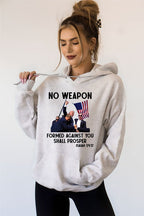 No Weapon Formed Against You Trump Graphic Hoodie Plus Size