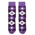Wisteria Plum Argyle Wedding Groomsmen Men’s Dress Socks