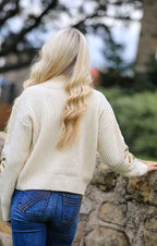 Flower knit sweater