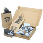 Customizable Groomsmen Gift Set Light Blue Brown Argyle Men’s Dress Socks