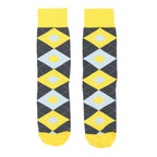 Customizable Groomsmen Gift Set Golden Yellow Gray Argyle Men’s Dress Socks
