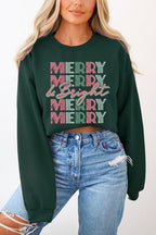 Retro Merry & Bright Graphic Fleece Sweatshirts