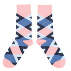 Pink Blue Argyle Wedding Groomsmen Men’s Dress Socks