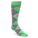 Kelly Green Gray Argyle Men’s Dress Socks