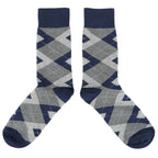 Navy Gray Argyle Men’s Dress Socks Made in USA