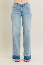 Women's Jeans Jeans - Plus Size Wide Leg - Released Hem Denim