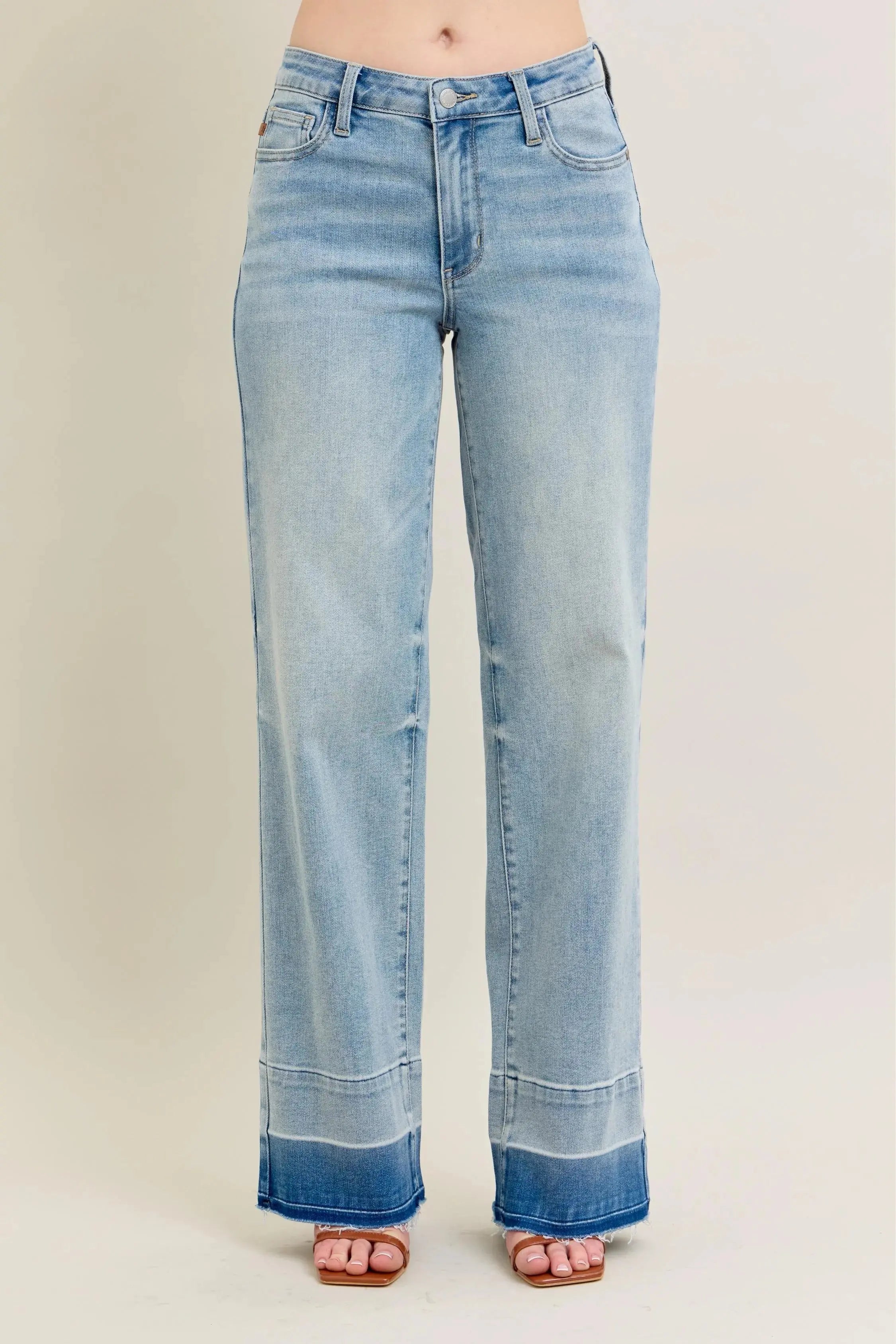 Women's Jeans Jeans - Plus Size Wide Leg - Released Hem Denim