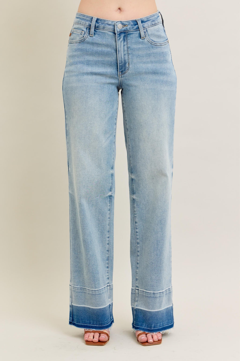 Women's Jeans Jeans - Plus Size Wide Leg - Released Hem Denim
